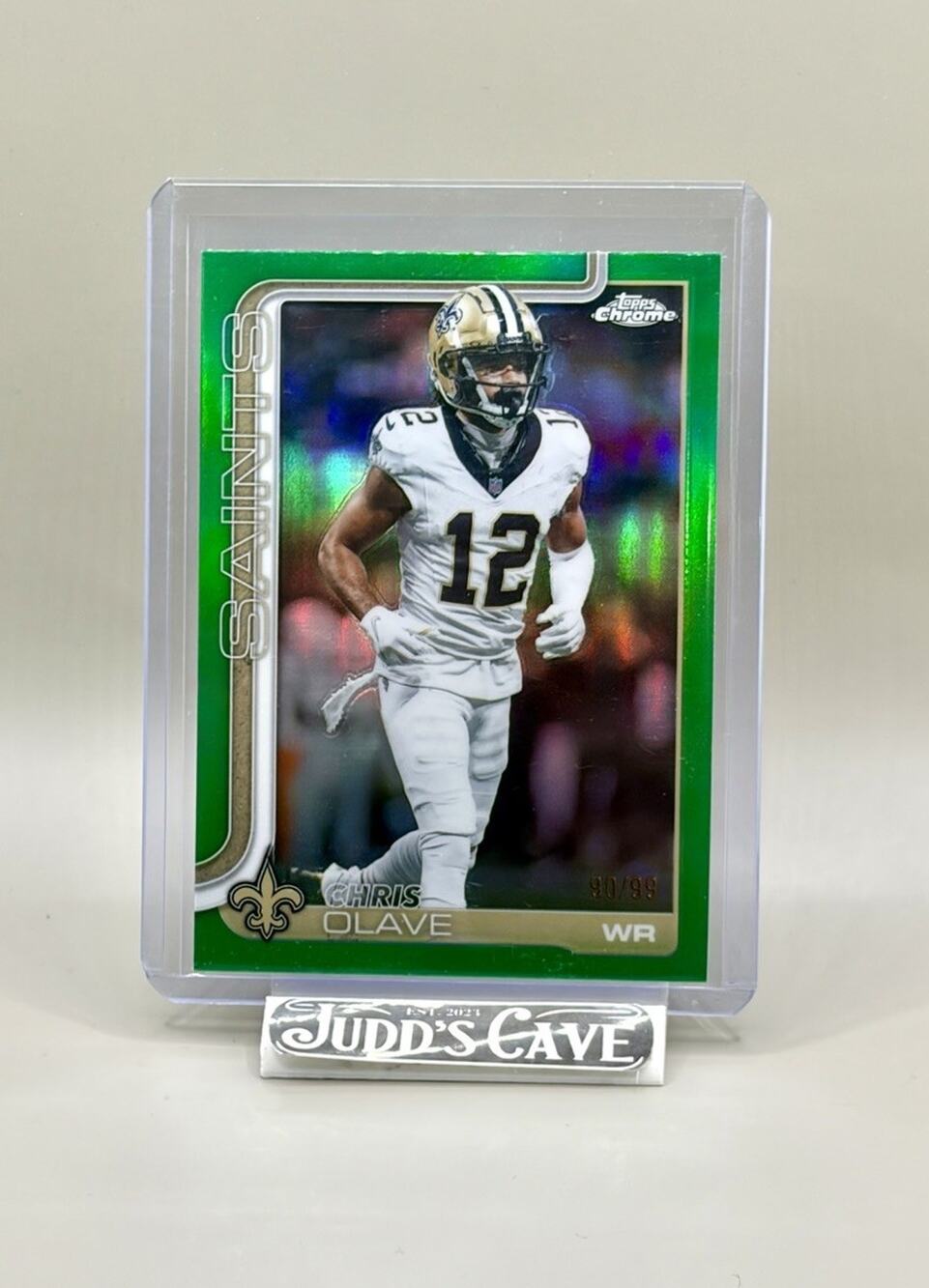 🚨 2025 Topps Chrome Chris Olave True Green Refractor #216 Saints /99 🏈